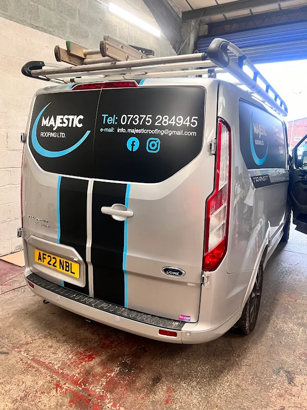 Majestic Roofing van rear view