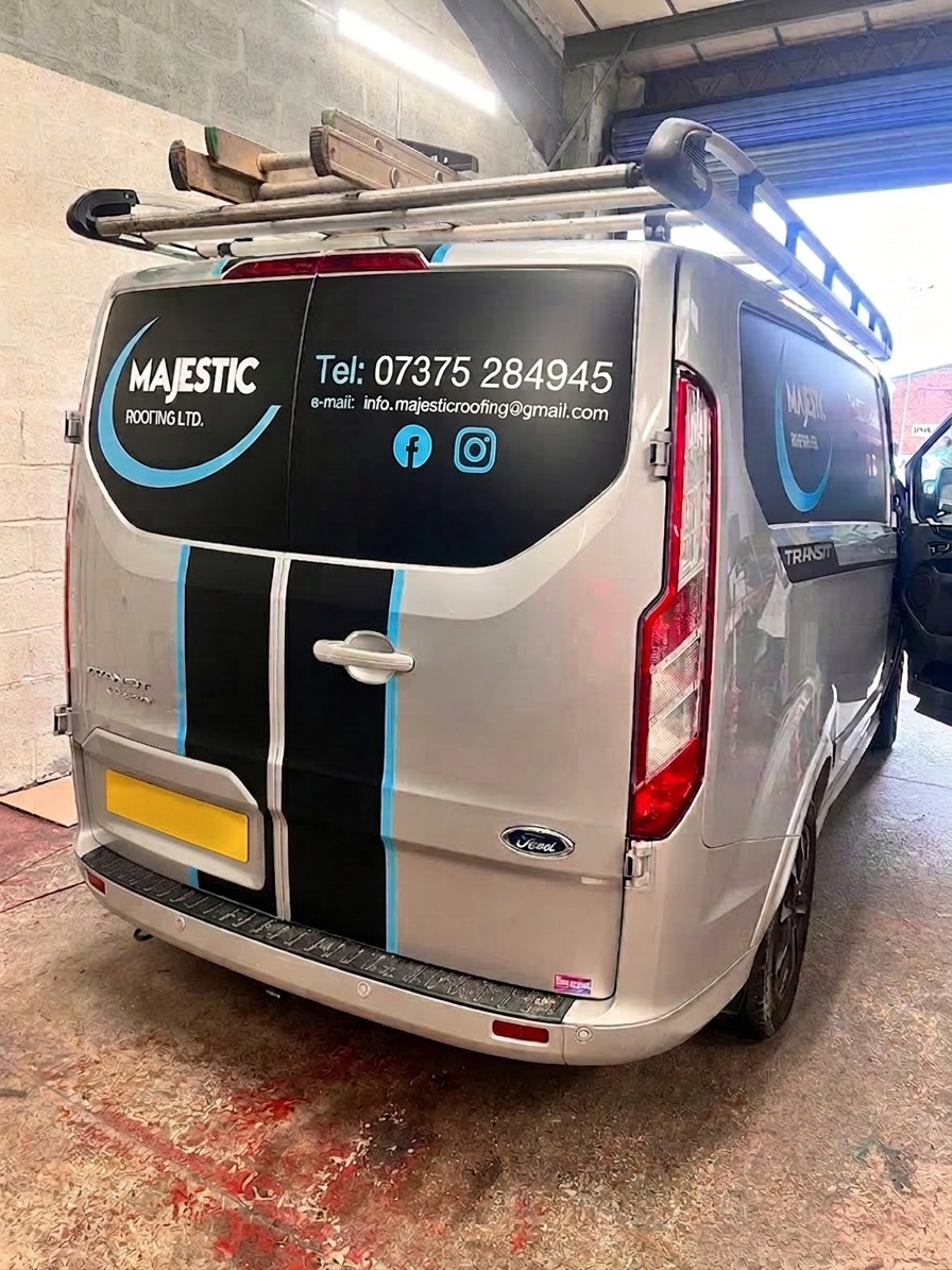 Majestic Roofing van rear view
